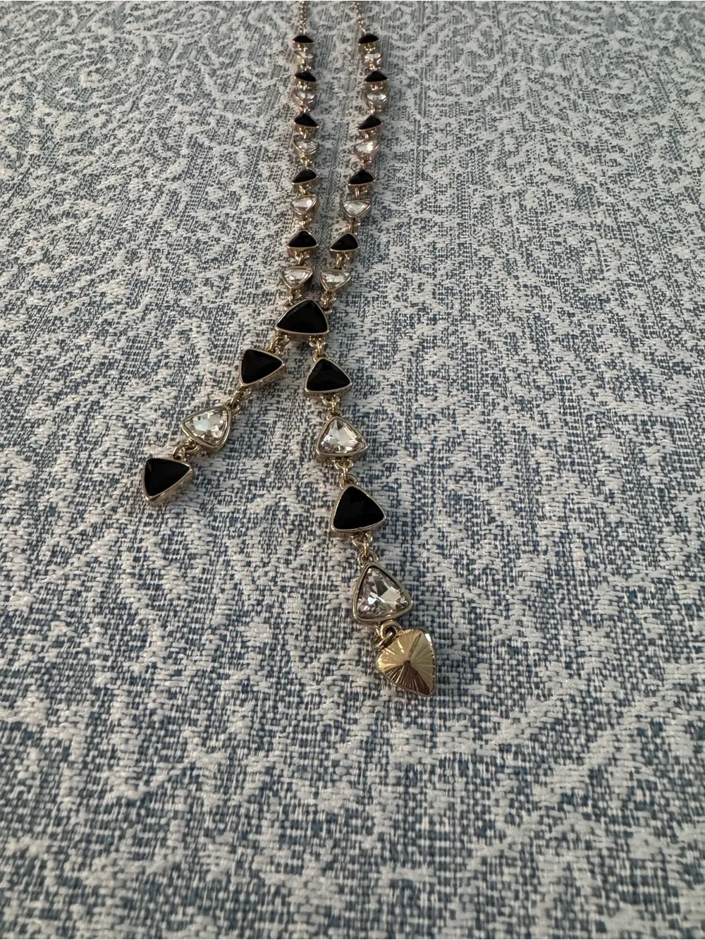 Elegant Black Triangle Lariat Necklace Bracelet Earrings Set